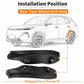 Black rear wheel arch splash flaps, positioned for left and right fit, 2-piece set