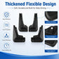 Four black molded splash flaps with reinforced mounting holes and thickened edge.