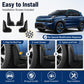 Black splash flaps kit with included installation screws for front and rear wheels.
