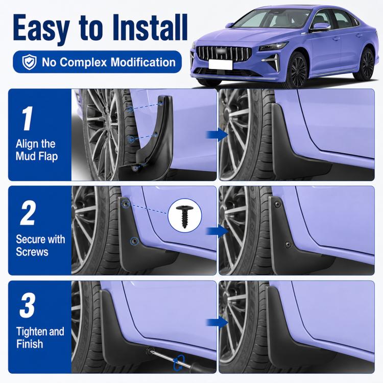 4pcs/Set Car Wheel Splash Flaps Fender Guard, For Geely Preface L 2024