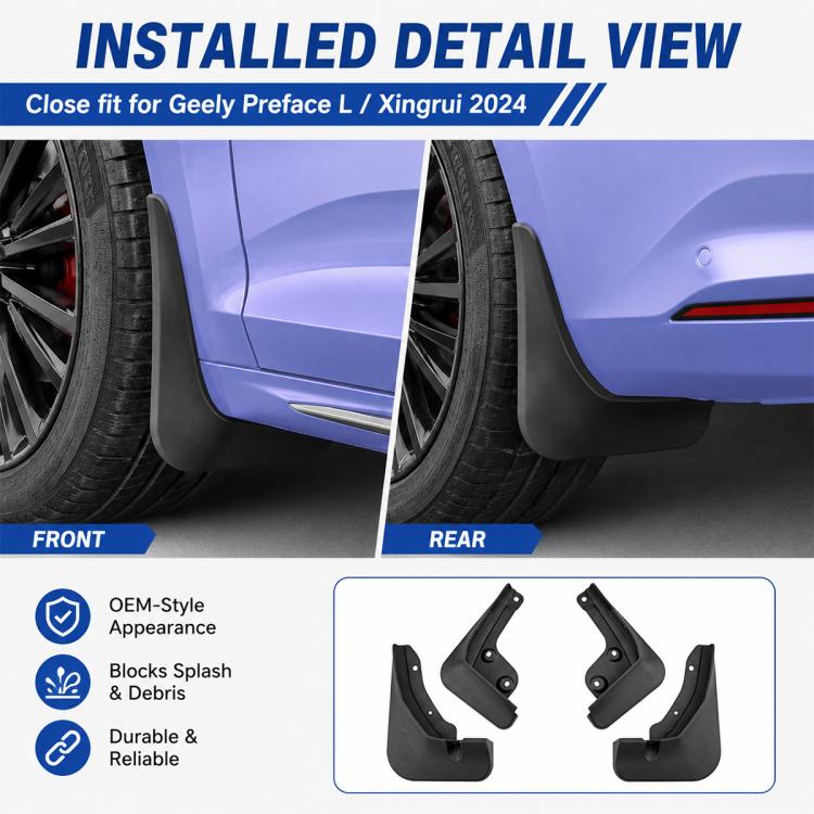 4pcs/Set Car Wheel Splash Flaps Fender Guard, For Geely Preface L 2024