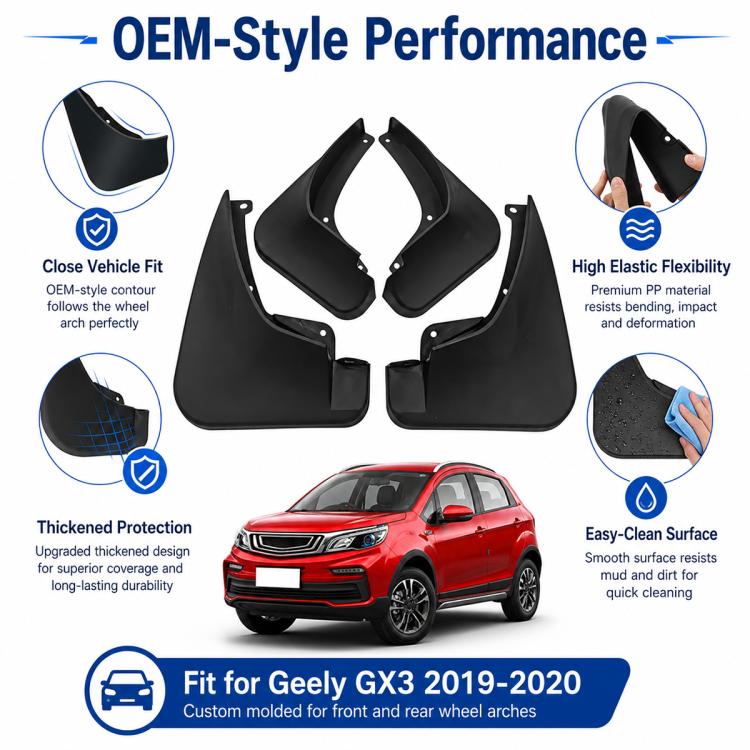 4pcs/Set Car Wheel Splash Flaps Fender Guard, For Geely GX3 2019-2020