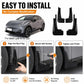 Black mud flaps set designed for easy installation with screw fastening