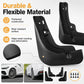 Black flexible mud flap guards with mounting tabs and circular screw holes