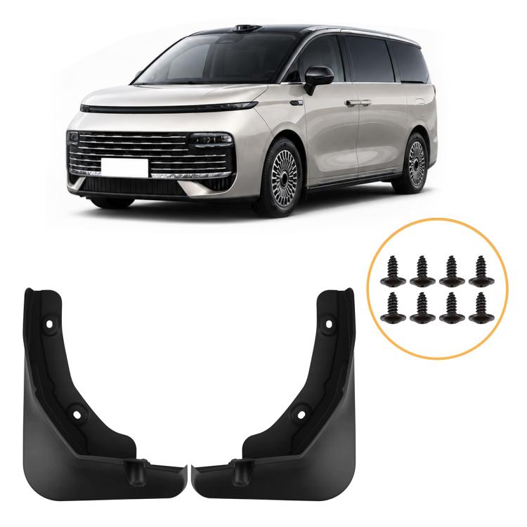 Rear wheel splash flaps set with mounting screws, black plastic, 2-piece
