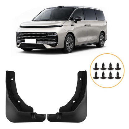 Rear wheel splash flaps set with mounting screws, black plastic, 2-piece