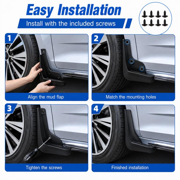 4pcs/Set Car Wheel Splash Flaps Fender Guard, For Geely Preface 2026