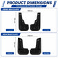 Splash flap product dimensions: front and rear left/right in millimeters