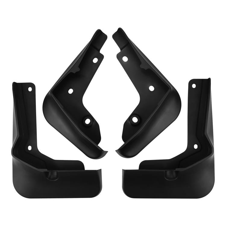 Black front and rear mudguards set, four splash flaps with installation holes