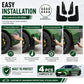 Black car splash flaps kit with mounting screws and predrilled attachment holes