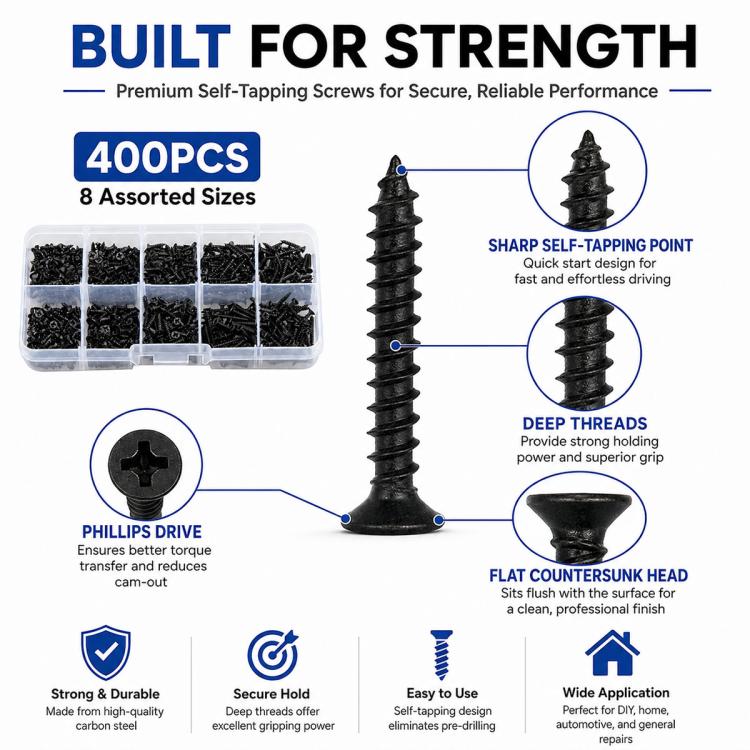 M2 Phillips Self-tapping Screw 400 PCS /  Set, M2 400 PCS / Set