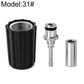 High-pressure hose connector with black outer sleeve and silver metal coupler