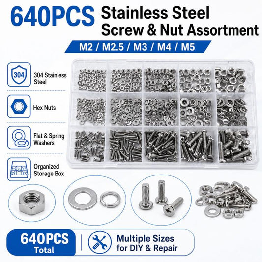 M2-M5 Hexagonal Nuts and Bolts 640PCS / Set, M2-M5 640PCS