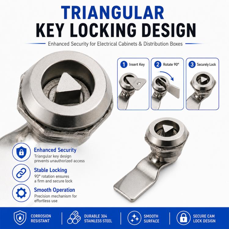 MS408 Stainless Steel Distribution Box Cabinet Door Triangle Lock