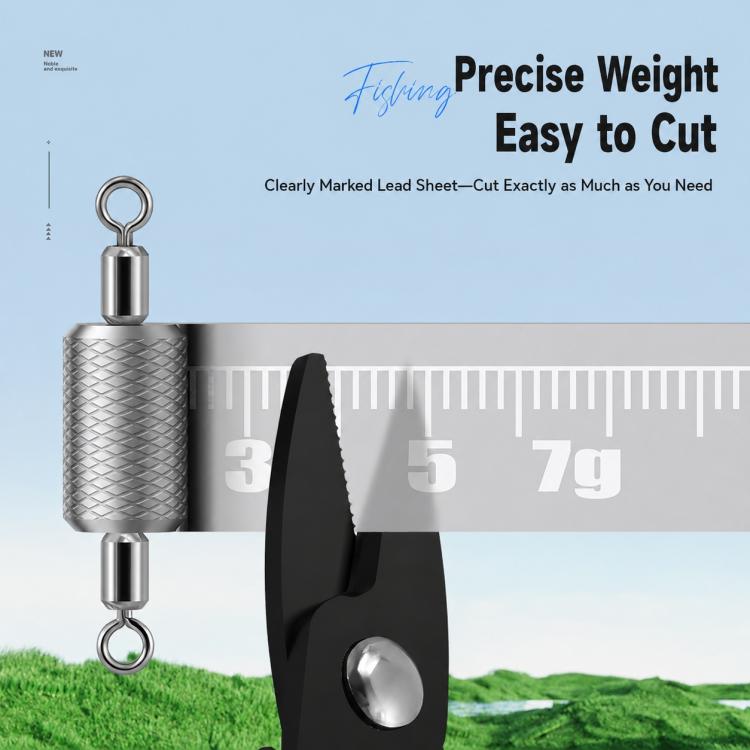 Dual-loop embossed scale lead sinker, silver-gray metal cylinder with two loop rings