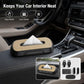 Car Tissue Box with Temporary Parking Phone Number Card, Leather