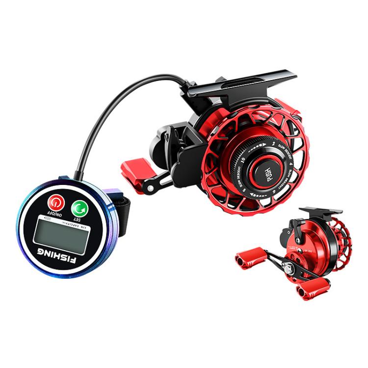 Magnetic fishing reel with round digital display module and cable connection