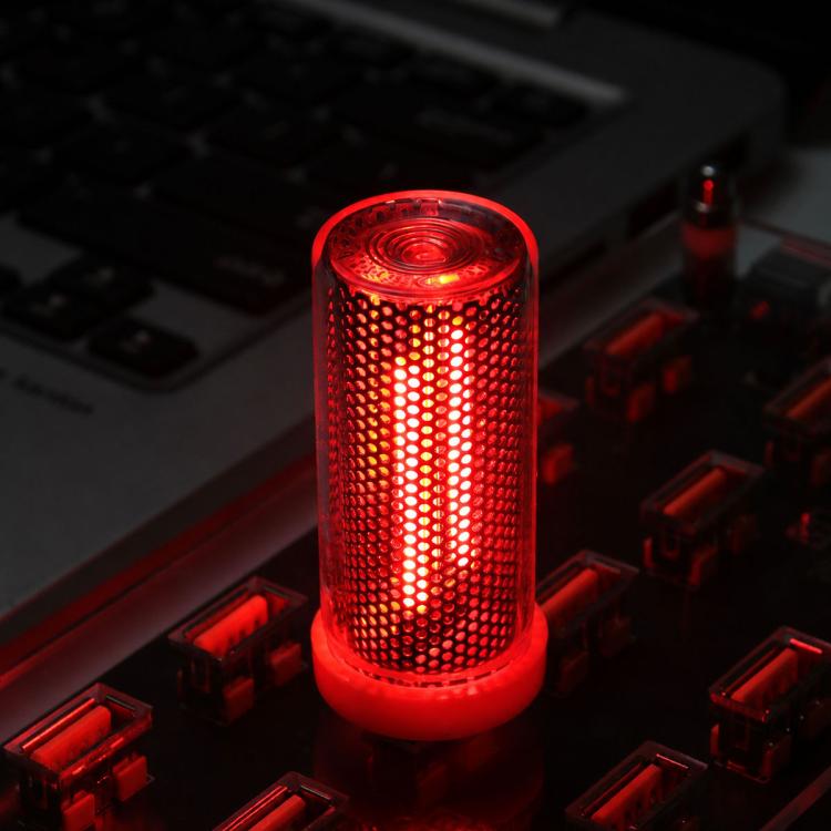 Red glowing USB LED cylinder atmosphere light with dotted side grille