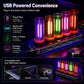 USB-powered LED atmosphere light bar with multicolor glowing cylinders and USB ports