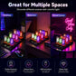 USB LED atmosphere light bar shown in multiple room scenes with multicolor cylinder glow