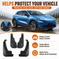 Car mud flap splash guards set in black, shown with front fitment