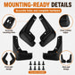Black car mud flaps with accurate mounting holes and molded edges