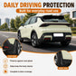 Black front and rear mud flaps installed for daily driving protection
