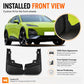 Installed front splash flaps, OEM-style black guards for wheel coverage