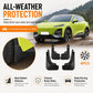 Black splash flap guards for all-weather protection, four-piece set