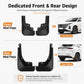 Front and rear black mud flap set, four pieces, molded for wheel openings