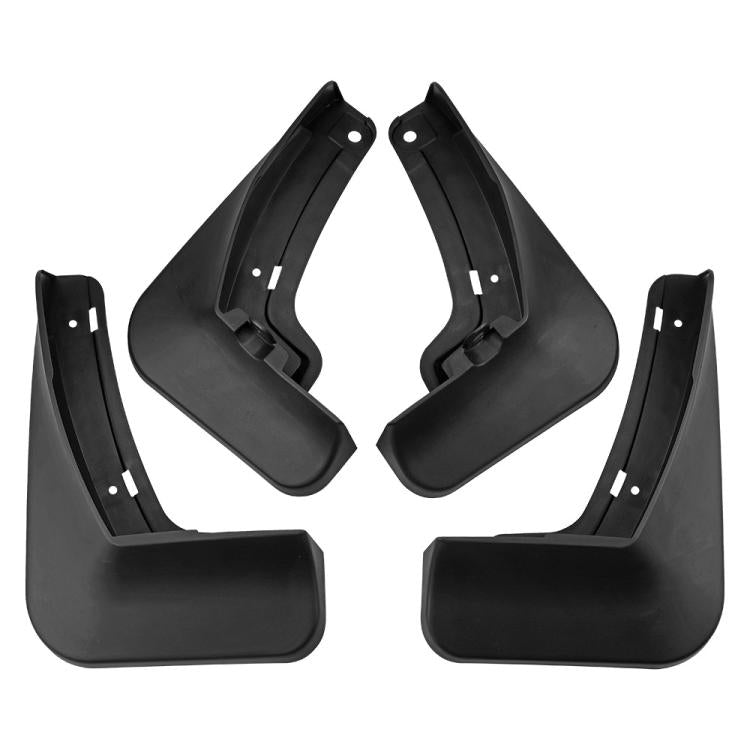 Black 4-piece splash flap set for wheel fenders, contoured guards