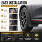 Black car splash flap set with simple 4-step installation hardware