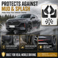 Black mud and splash flaps for wheel fenders, four-piece protective guards