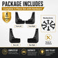 Complete 4-piece splash flap set with mounting screws included
