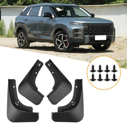 4-piece black car wheel splash flaps set with mounting screws
