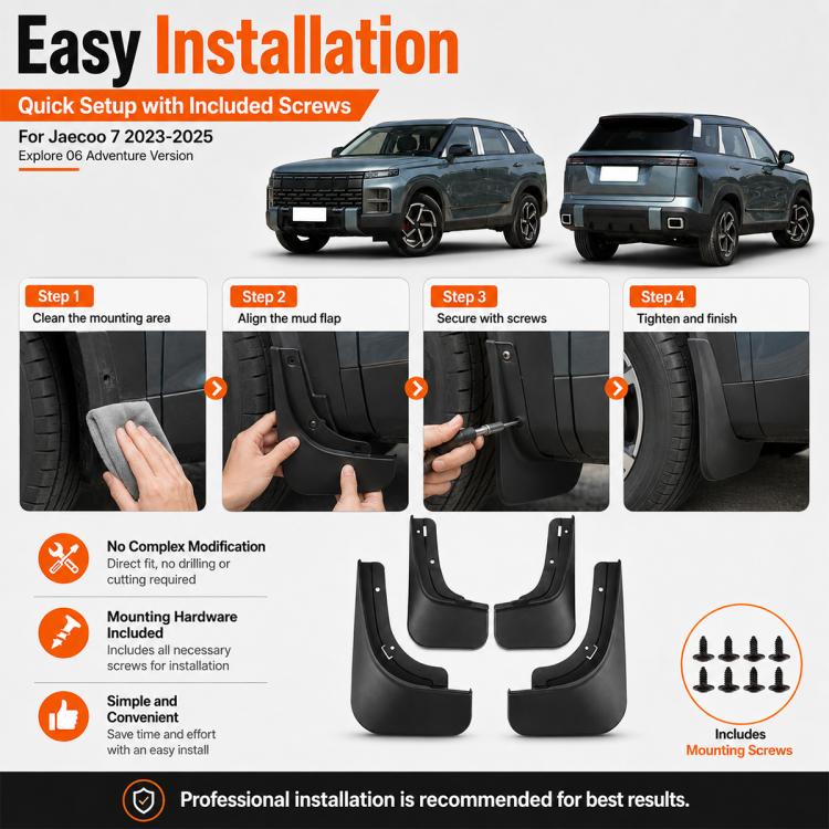 Black mud splash flaps set shown with included mounting screws