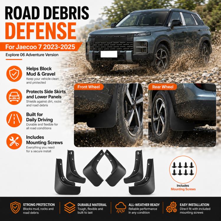 Black splash flap guards set for front and rear wheel areas