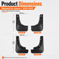 Black molded splash flaps with front-left, front-right, rear-left, rear-right sizes