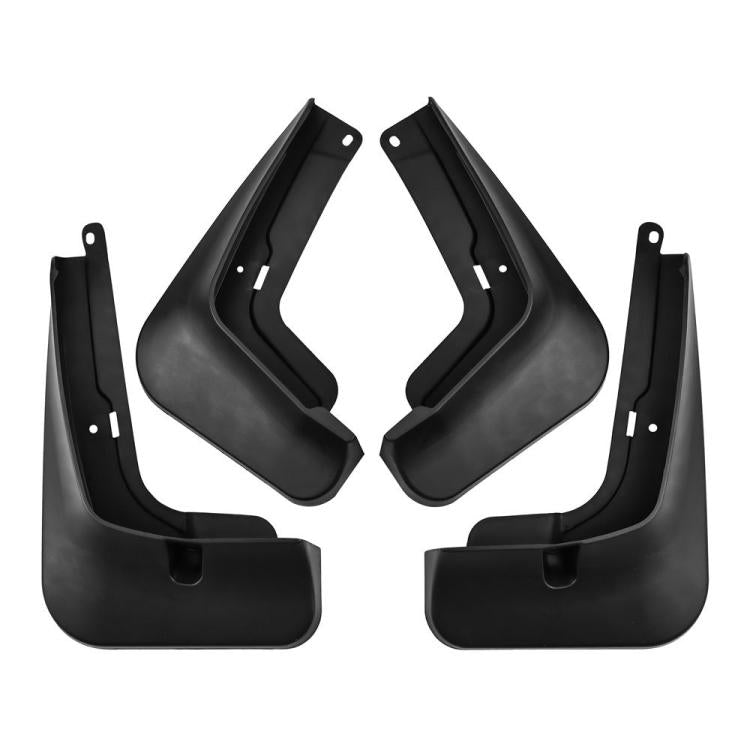 Four black splash flaps shown as front and rear pairs, curved fender-guard shape