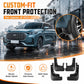 Black front mud flap splash guards, custom molded with mounting holes