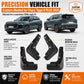 Custom-fit black mud flaps set, front and rear guards with mounting brackets