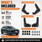 4-piece black mud flap set with clips and screws for front and rear flaps