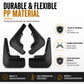 Four-piece black splash flaps, flexible molded fender guards