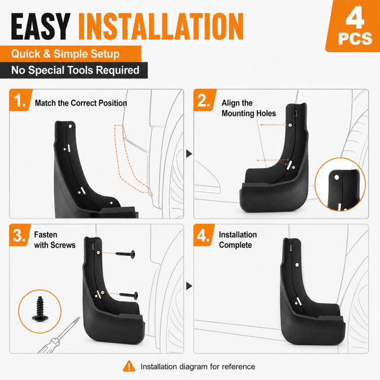 Black mud flap with screw kit shown for installation