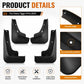 Car mud flap product details: four black splash guards with smooth edges