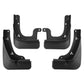 Four black wheel splash flaps (mudguards) shown as a complete set