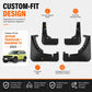 Custom-fit black mud flap set with reserved mounting holes for front and rear