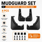 4-piece black mudguard set with included mounting hardware kit