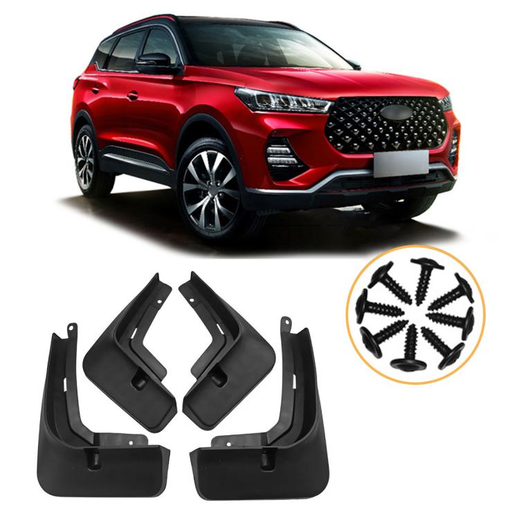 Set of 4 black car splash guards with mounting screws for fender protection