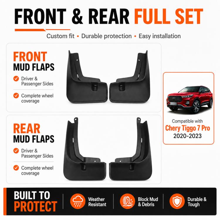 Front and rear black splash flaps set with molded fit protection guards